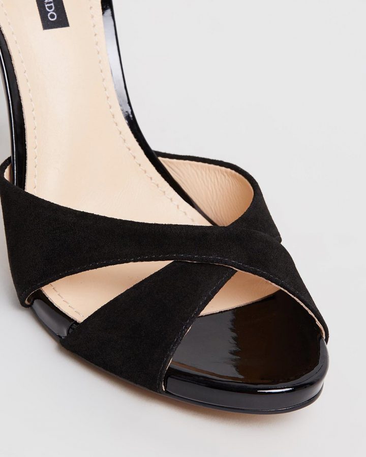Mara - Black with Floral Heel