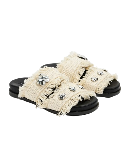 Jadi Sandals - Ivory and Silver