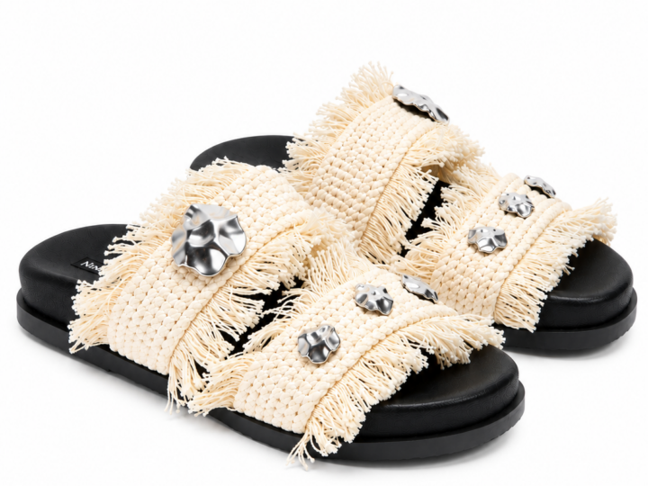 Jadi Sandals - Ivory and Silver